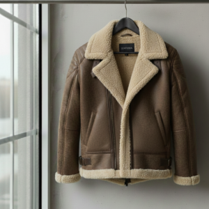 Men's Black Shearling Biker