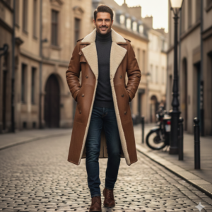 Long Sheepskin Trench Coat