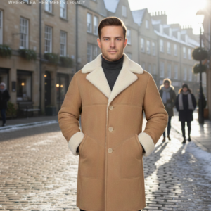 Camel Sheepskin Shearling Coat